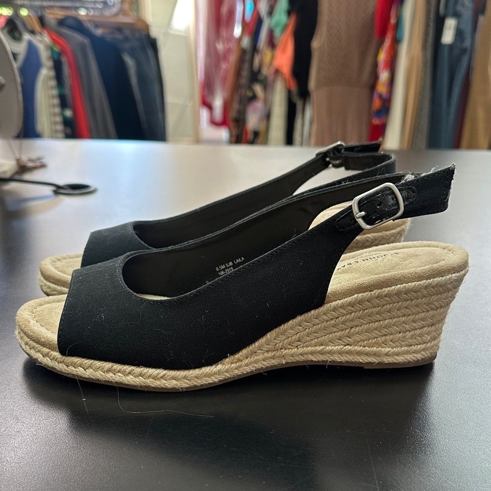 St. John's Bay Black Open-Toe Slingback Wedge Sandals - Picture 4 of 7